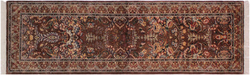 handmade Traditional Gulab Brown Blue Hand Knotted RUNNER 100% WOOL area rug 3x8